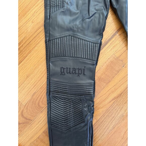 Guapi Blood Diamonds Men's Black Faux Leather Biker Moto Pants Size 28 NWT [jb] - Picture 4 of 10